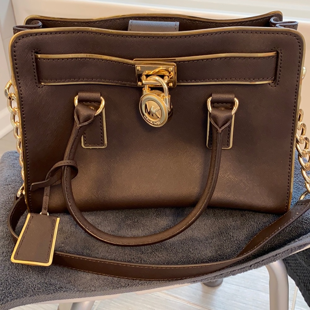 Michael kors ,Chocolate color, gold chain